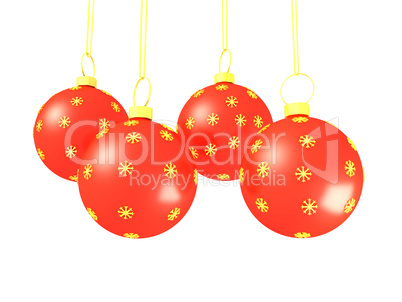red christmas balls, isolated on white