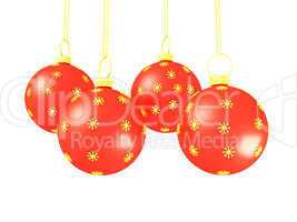 red christmas balls, isolated on white
