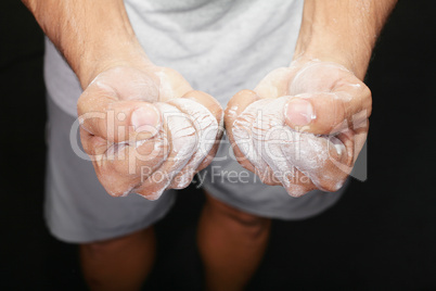 Man using sports chalk