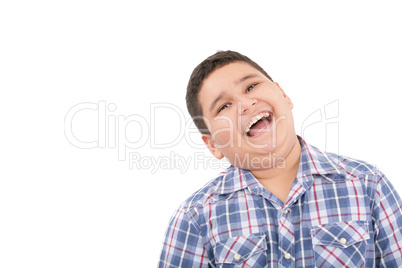 Portrait of happy cute little boy laughing
