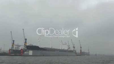 Cargo ship in Hamburg port.