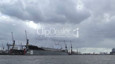 Cargo ship in Hamburg port.