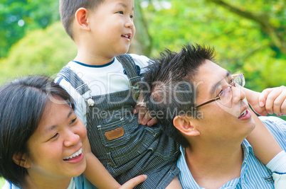 Asian family having fun outdoor