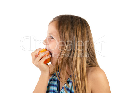 girl eating apple