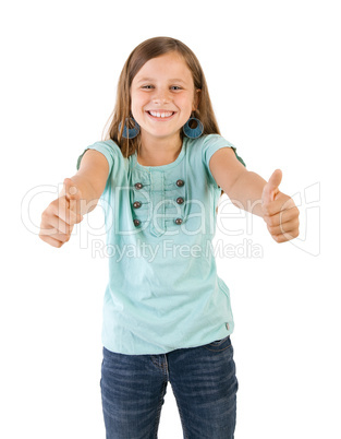 girl with thumbs up