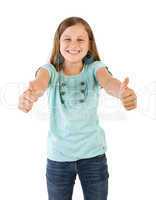 girl with thumbs up