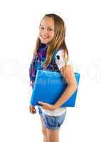 school girl with blue folder