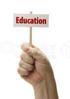 Education Sign In Fist On White