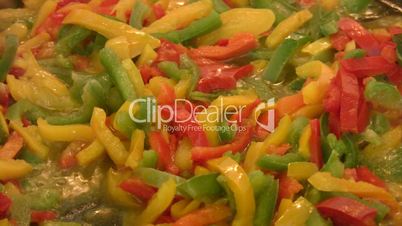 Pepper cooking in saucepan