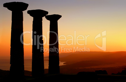Temple Of Athena Silhouette At Sunset