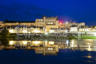 Chateau d'Amboise and reflections by night