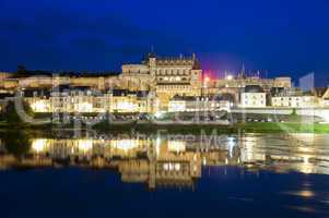 Chateau d'Amboise and reflections by night