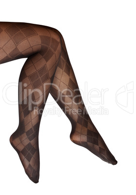 female legs in pantyhose on a white background