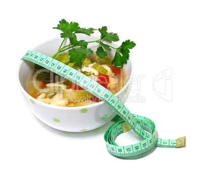 Vegetable soup for weight loss on a white background