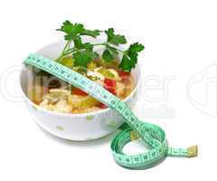 Vegetable soup for weight loss on a white background
