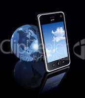 3D mobile phone and earth globe