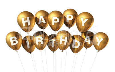 Gold Happy Birthday balloons