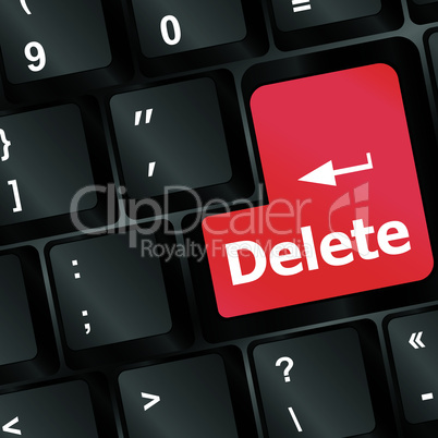 Computer keyboard - Red key Delete, business concept