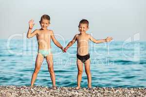 Children on sea beach