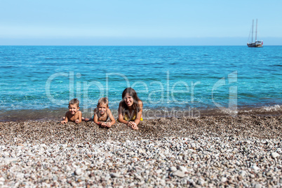 Family on sea beach