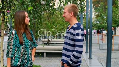 young couple having fun talking.