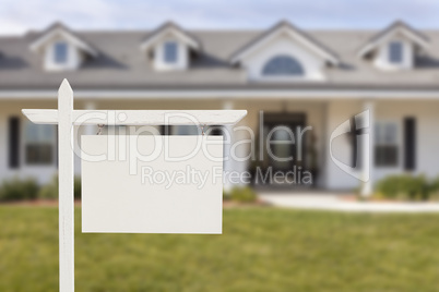 Blank Real Estate Sign in Front of New House