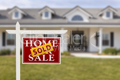 Sold Home For Sale Sign in Front of New House