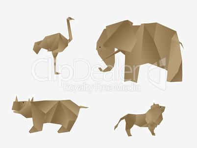 Wild animals origami
