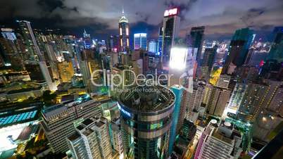 Hong Kong at night from roof, timelapse