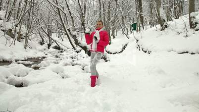 Teenage Girl in Winter Forest