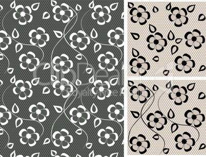 seamless lace floral pattern on gray background