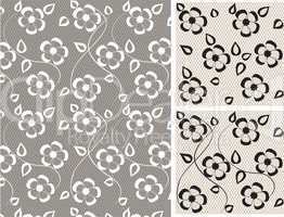 seamless lace floral pattern on gray background