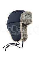 dark blue children's fur cap