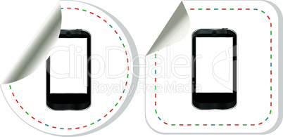 Mobile phone set. Stickers label tag icons set - vector