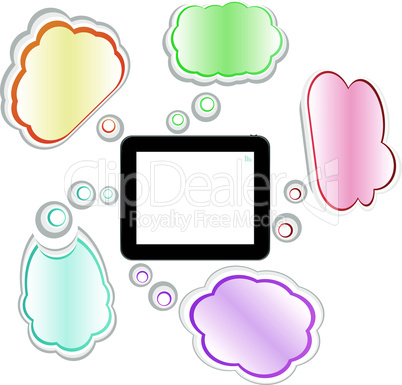 cloud computing and touch pad concept. tablet pc