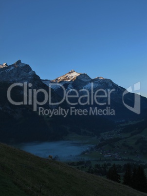 Fog Over Gsteig Bei Gstaad In The Morning