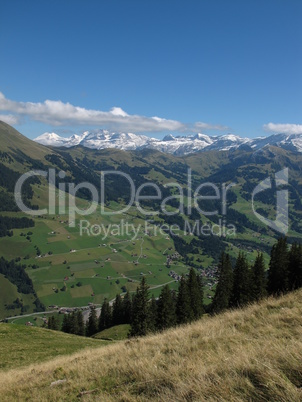 Snow Capped Mountains And Farmland