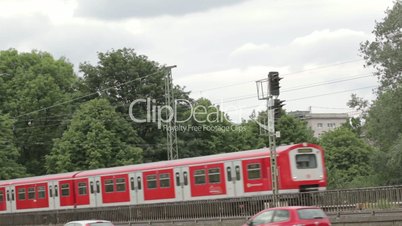 Red train in Hamburg.