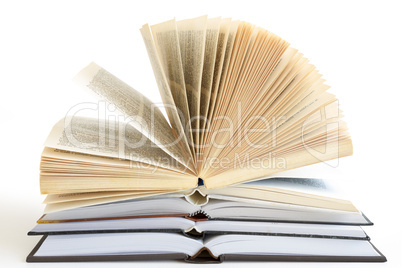 Stack of open books