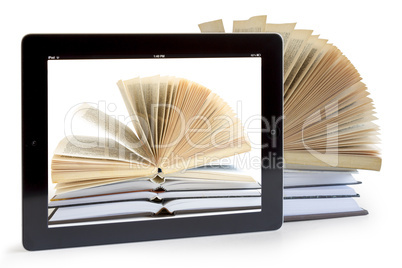 Open Books on tablet pc concept