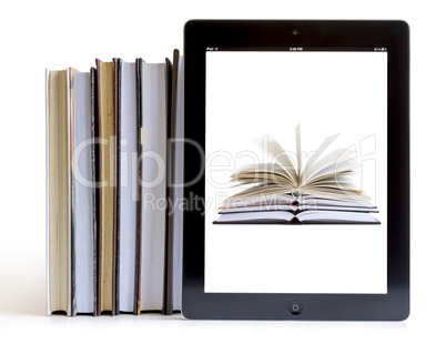 Open Books on tablet pc concept