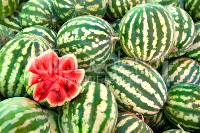 Organic Ripe Watermelon Heap