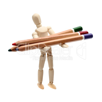 wooden doll with pencils
