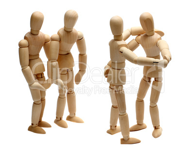 dancing wooden dolls on party