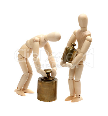 two wooden dolls with balance weight