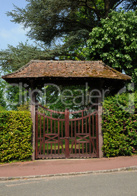 France, an  old door in the village of  Lyons la Foret