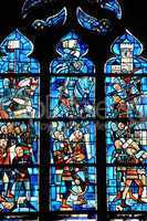 France, stained glass window in Poissy collegiate church