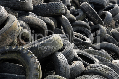 a pile of waste tires in Arthies in Ile de France