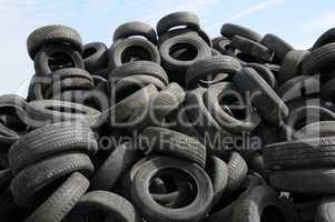 a pile of waste tires in Arthies in Ile de France