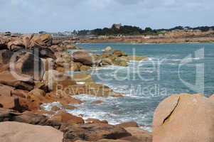 granite rocks and Costaeres castle in Tregastel